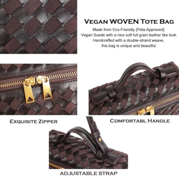 Small Square Box Crossbody Bag with Top Handle, Vegan Leather & Suede - Picture 5 of 8